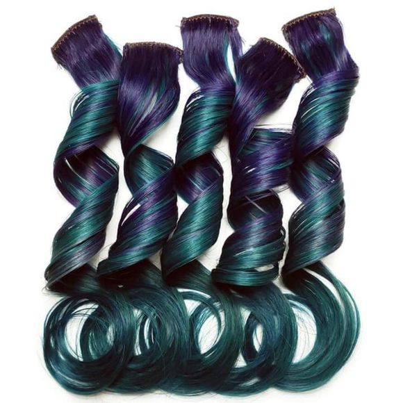 Purple Emerald Green 100% Human Hair Extensions - Picture 2 of 2